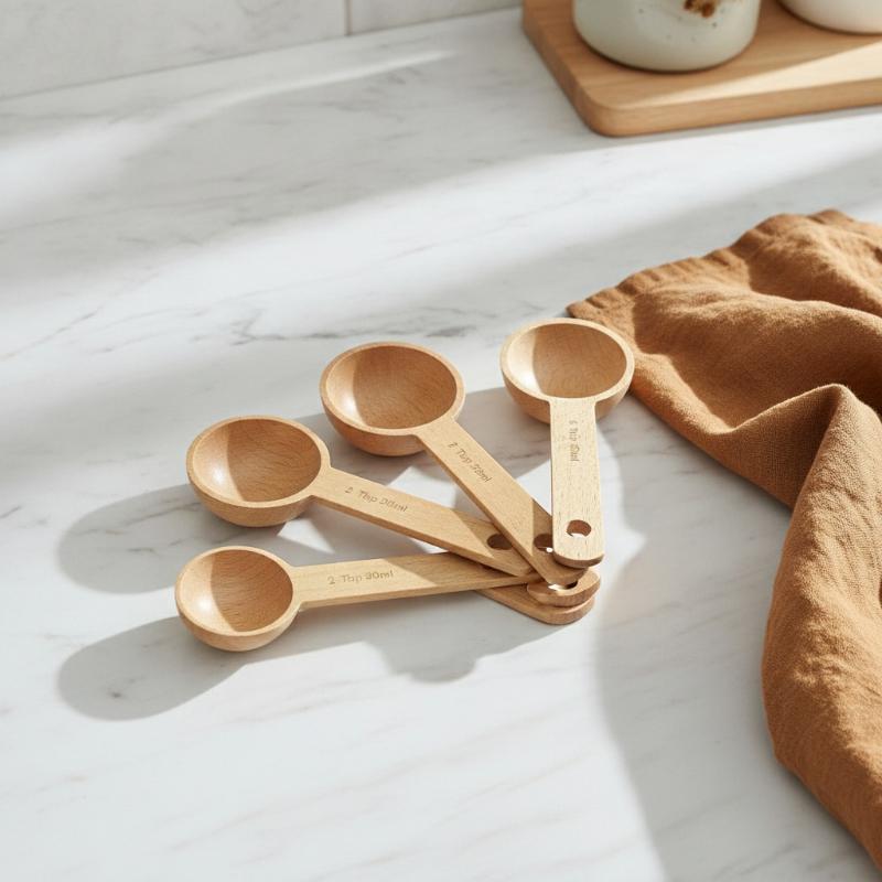 Kitchen Gadgets To Gift - ملعقة قياس خشبية 7.5-45 مل محمولة