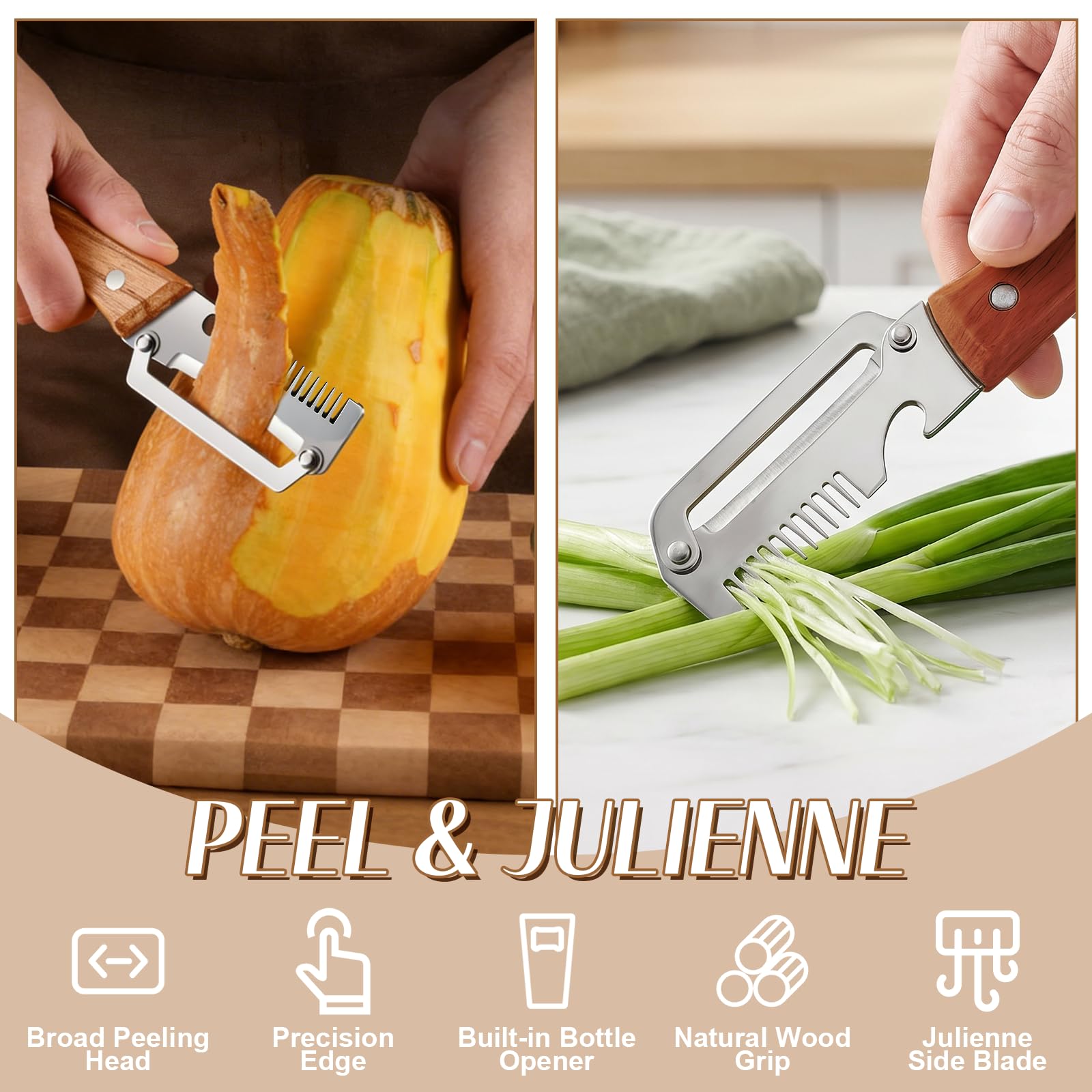 مقشرة خضروات 3 في 1 بمقبض خشبي - مراجعة Vegetable Kitchen Gadgets وسعره