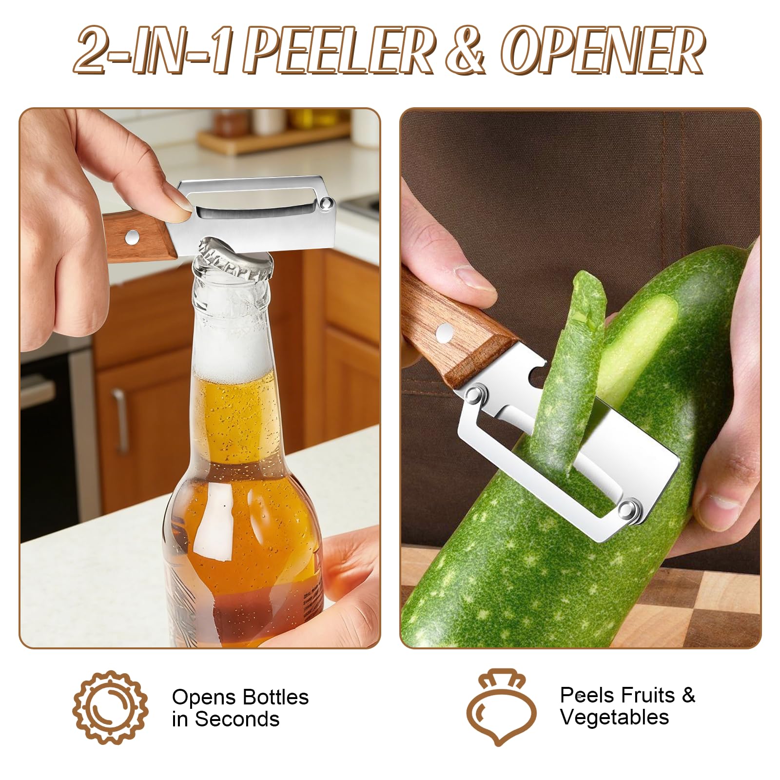مقشرة خضروات 3 في 1 بمقبض خشبي - مراجعة Vegetable Kitchen Gadgets وسعره